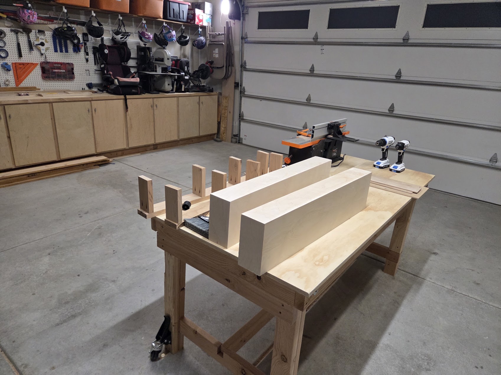 Photo of the work table in the shop